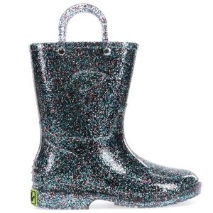Western Chief  black with rainbow glitter KIDS GLITTER RAIN BOOT -